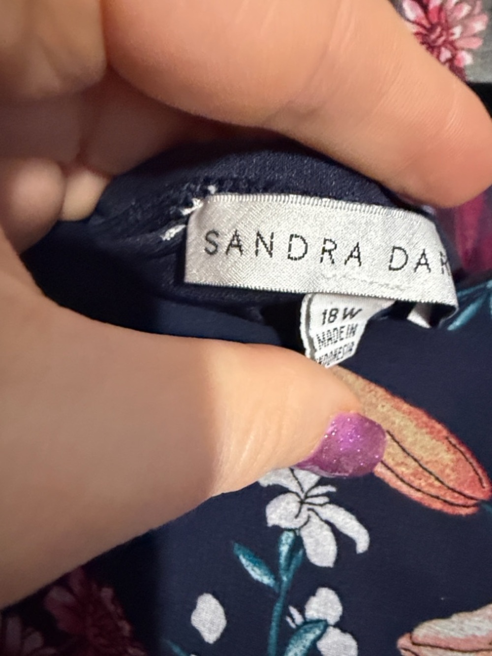 sandra darren Floral Navy Dress size 18w - Picture 6 of 6